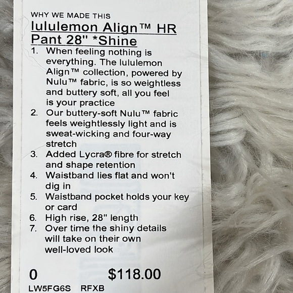 LULULEMON Align High-Rise Pant 28" Size 0 SHINE NEW - Picture 12 of 15